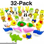 OHill Pack of 32 Pencil Erasers Zoo Animal Erasers Puzzle Erasers for Party Favors Games Prizes Carnivals and School Supplies 32-Pack B072FHGPJF